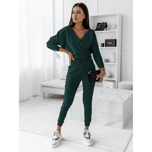 Komplet sportowy spodnie + bluza RIBBON - butelkowa zieleń one size magmac.pl