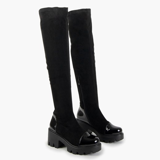 Kozaki damskie Royalfashion.pl zamszowe na platformie zimowe 