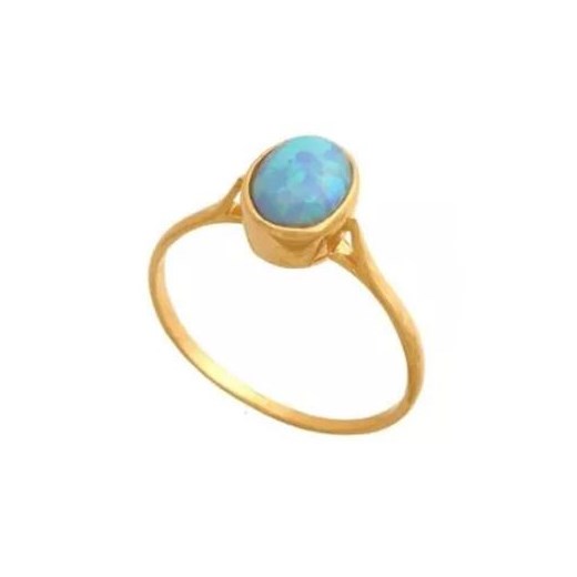 Złoty pierścionek 585 niebieski opal 14kt Lovrin LOVRIN