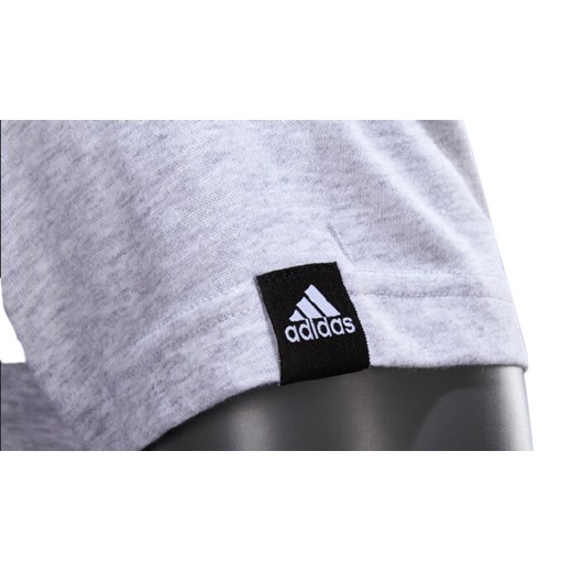 T-shirt męski szary Adidas z krótkim rękawem z napisami sportowy 