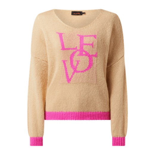 Sweter z dodatkiem wełny z alpaki model ‘Love’ Miss Goodlife L Peek&Cloppenburg 