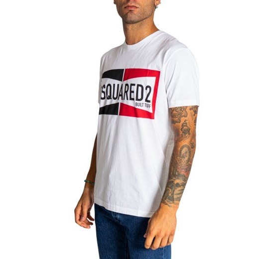 T-shirt męski Dsquared2 biały z napisami 