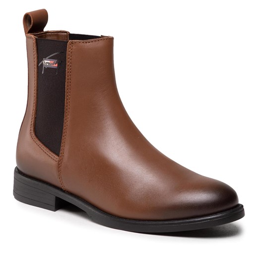 Sztyblety TOMMY JEANS - Essemtials Leather Flat Boot EN0EN01518 Winter Cognac GVI Tommy Jeans 36 eobuwie.pl