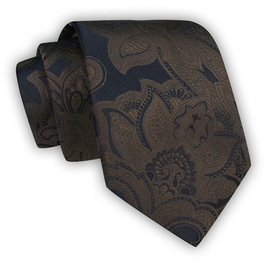 Brązowy Krawat Męski w Kwiaty, Klasyczny, Szeroki 8 cm, Elegancki -CHATTIER KRCH1234 ze sklepu JegoSzafa.pl w kategorii Krawaty - zdjęcie 122298641