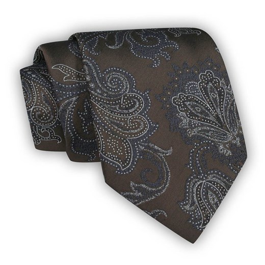 Brązowy Krawat Męski, w Kwiaty, Klasyczny, Szeroki 8 cm, Elegancki -CHATTIER KRCH1232 ze sklepu JegoSzafa.pl w kategorii Krawaty - zdjęcie 122298643
