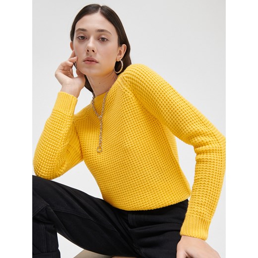 Cropp - Dzianinowy sweter - Żółty Cropp XS Cropp