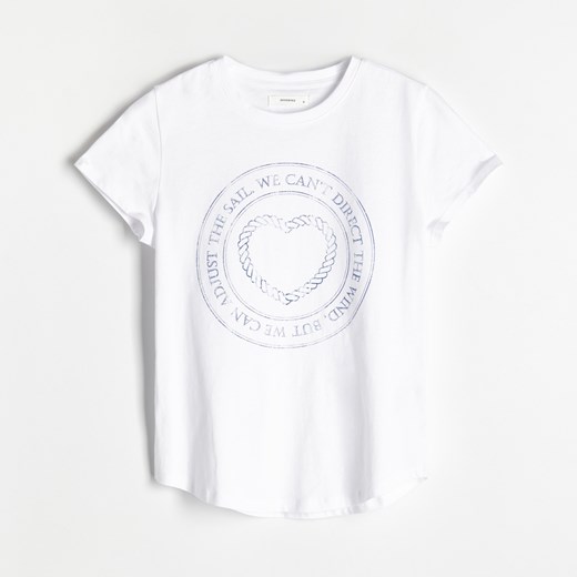 Reserved - Bawełniany t-shirt - Biały Reserved M okazyjna cena Reserved