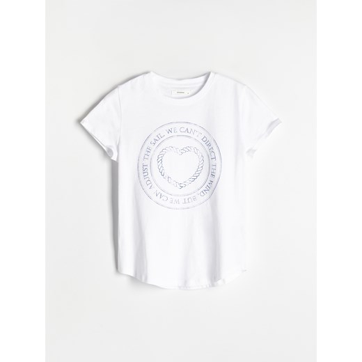 Reserved - Bawełniany t-shirt - Biały Reserved XS wyprzedaż Reserved
