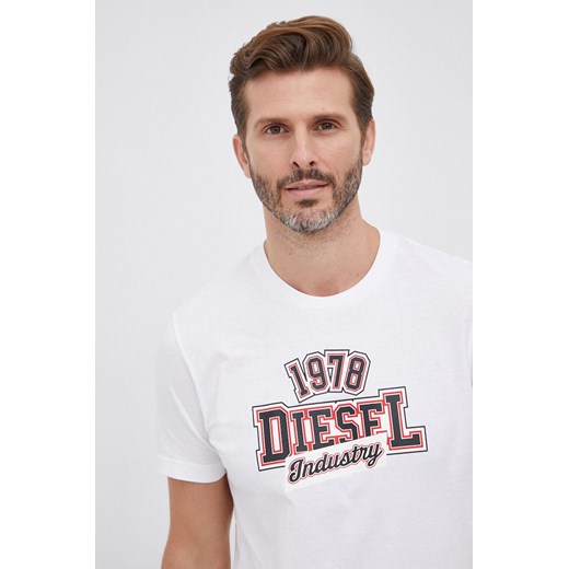 T-shirt męski Diesel biały bawełniany 