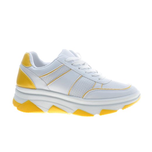 Sportowe białe buty z żółtymi wstawkami /C4-3 9770 S294/ 39 okazyjna cena Pantofelek24.pl Jacek Włodarczyk