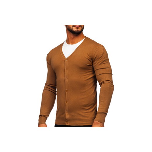 Brązowy sweter męski rozpinany Denley YY06 L promocja Denley
