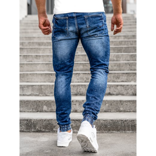 Granatowe spodnie jeansowe joggery męskie Denley R51101W1 38/2XL okazja Denley