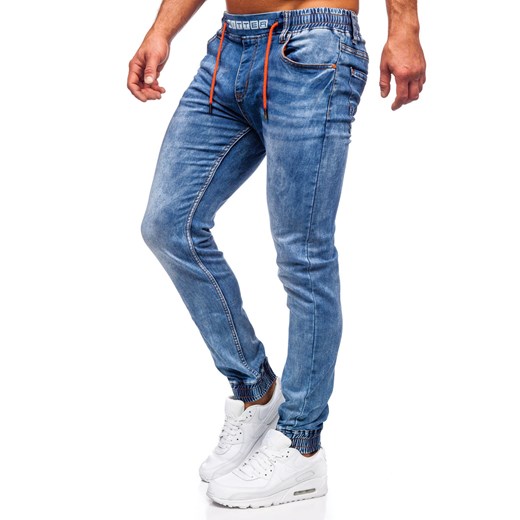 Granatowe spodnie jeansowe joggery męskie Denley RT50162S0 30/S okazja Denley