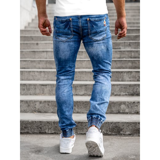 Granatowe spodnie jeansowe joggery męskie Denley RT50162S0 33/L okazja Denley