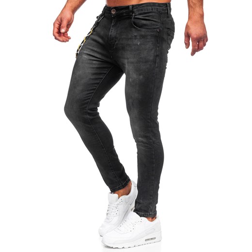 Czarne spodnie jeansowe męskie regular fit Denley TF098 34/L Denley