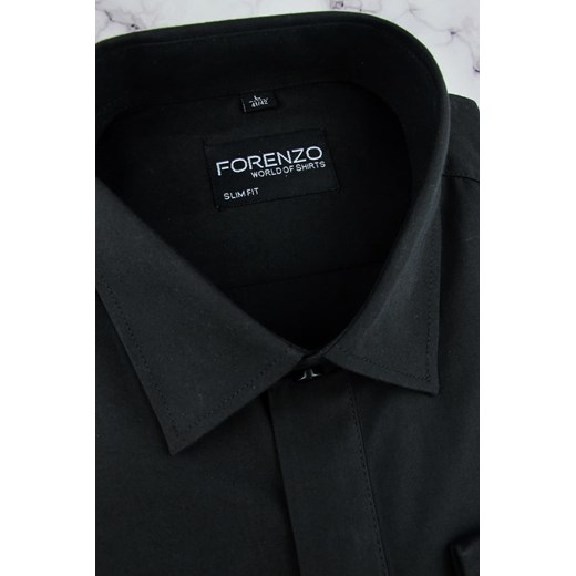 Koszula Męska Elegancka Wizytowa do garnituru gładka czarna z mankietem na Forenzo XL ŚWIAT KOSZUL