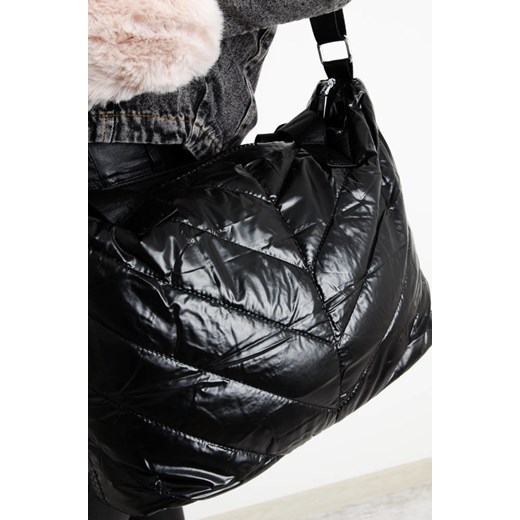 Shopper bag Olika czarna pikowana duża na ramię wakacyjna 