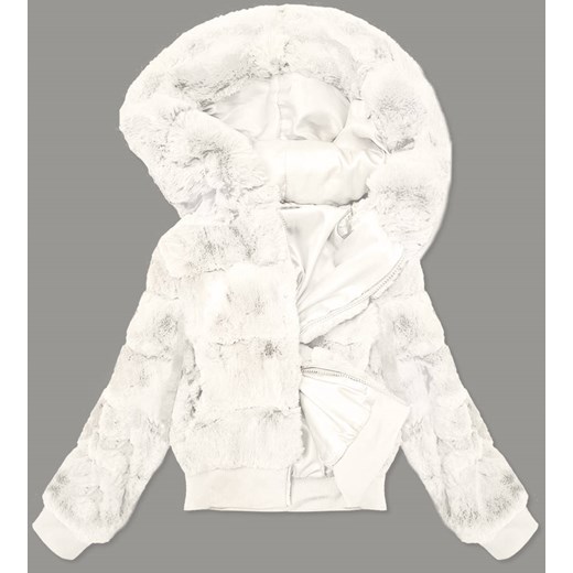 Krótka kurtka damska futerko biała (br9748-26) ze sklepu goodlookin.pl w kategorii Kurtki damskie - zdjęcie 122370002