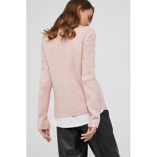 Sweter damski Answear Lab dzianinowy różowy casual z okrągłym dekoltem 