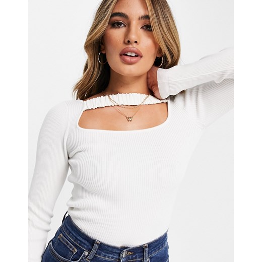 ASOS DESIGN – Kremowy sweter z wycięciem na dekolcie-Biały 32 Asos Poland