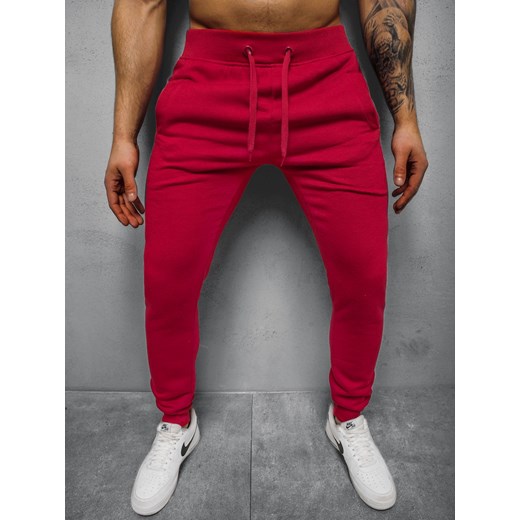 Spodnie dresowe męskie ciemno-czerwone OZONEE JS/XW01/59 ze sklepu ozonee.pl w kategorii Spodnie męskie - zdjęcie 122479950