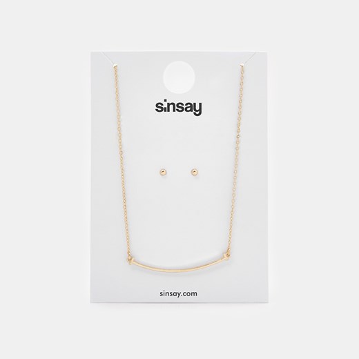 Sinsay - Komplet: naszyjnik i kolczyki - Złoty Sinsay Jeden rozmiar Sinsay
