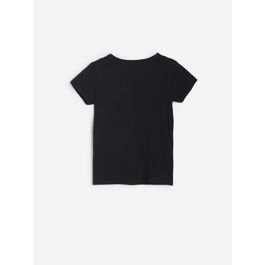 Reserved - Bawełniany t-shirt z napisem - Czarny Reserved 140 Reserved