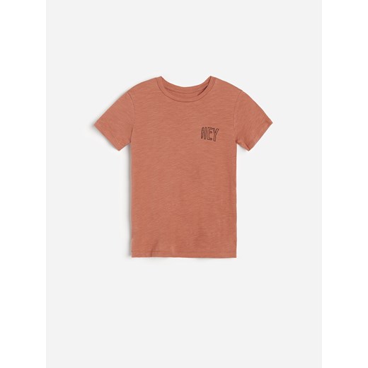 Reserved - Bawełniany t-shirt z napisami - Pomarańczowy Reserved 158 Reserved