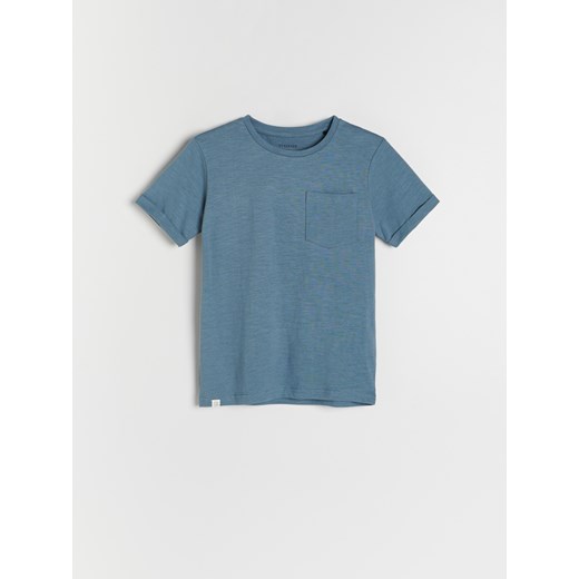 Reserved - Melanżowy t-shirt z kieszonką - Niebieski Reserved 140 Reserved