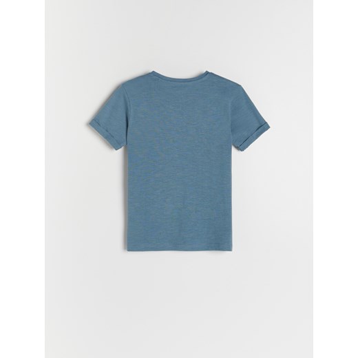 Reserved - Melanżowy t-shirt z kieszonką - Niebieski Reserved 158 Reserved