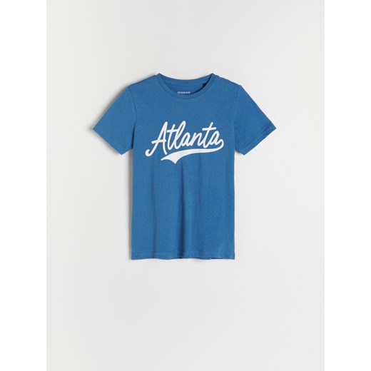Reserved - Bawełniany t-shirt z napisem - Niebieski Reserved 134 Reserved