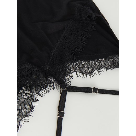 Reserved - Wiskozowa piżama z szortami - Czarny Reserved L promocyjna cena Reserved