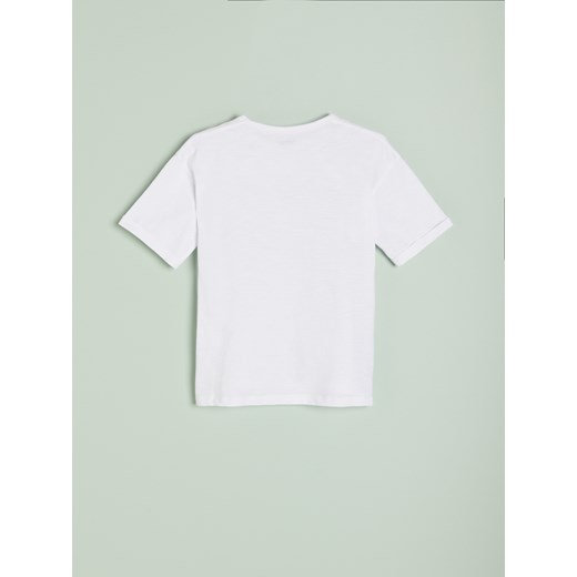Reserved - Luźny t-shirt z nadrukiem - Biały Reserved 152 Reserved