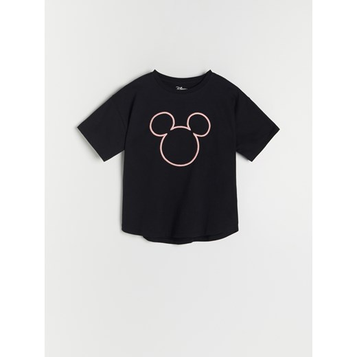 Reserved - T-shirt z haftem Mickey Mouse - Czarny Reserved 152 Reserved