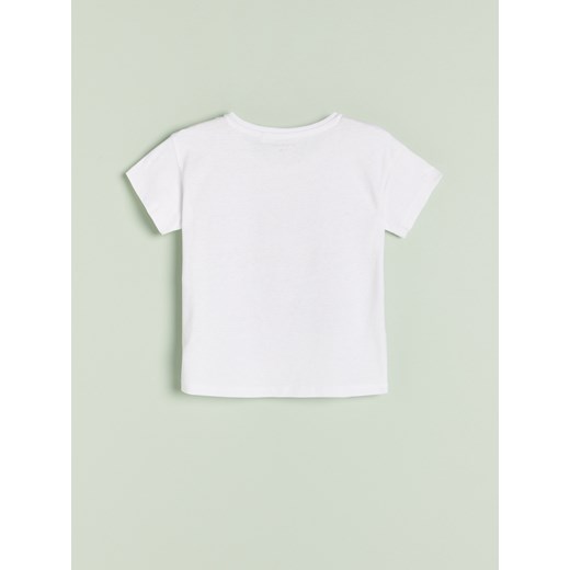 Reserved - T-shirt z dwustronnymi cekinami - Biały Reserved 164 Reserved