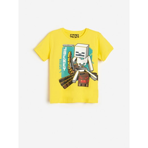 Reserved - Bawełniany t-shirt Minecraft - Żółty Reserved 158 okazyjna cena Reserved
