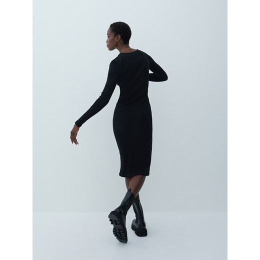 Reserved - Sukienka z prążkowanej dzianiny - Czarny Reserved XS Reserved