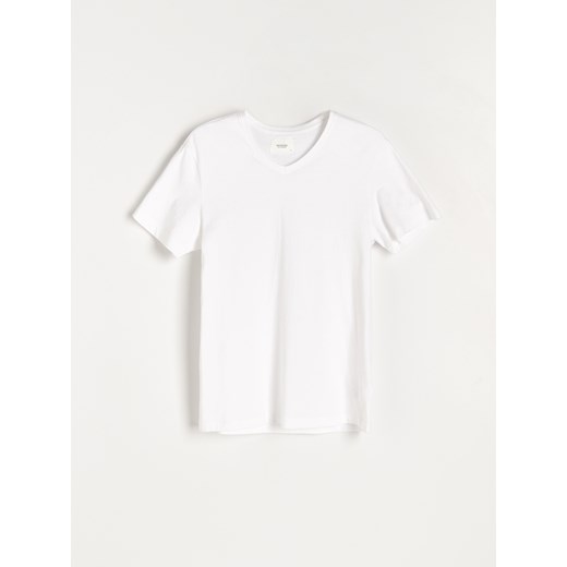 Reserved - T-shirt z dekoltem w serek - Biały Reserved S Reserved