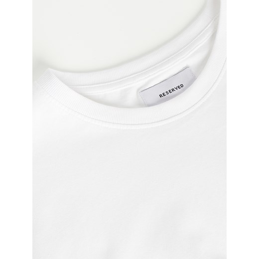 Reserved - Gładki T-shirt z bawełny organicznej - Biały Reserved XL Reserved