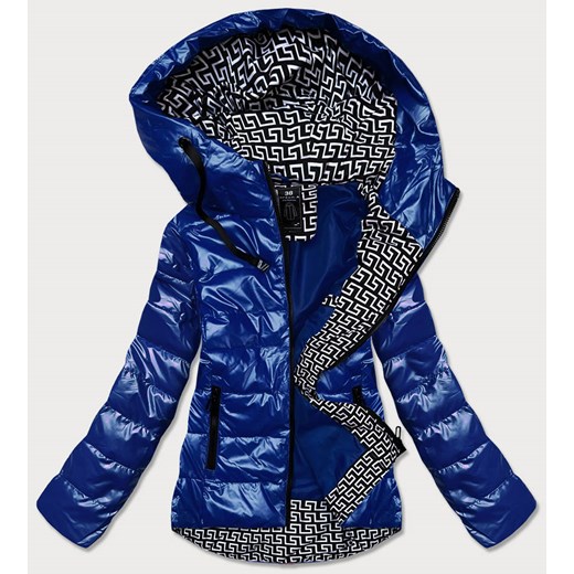 Metaliczna kurtka z kolorową podszewką niebieska (w708) ze sklepu goodlookin.pl w kategorii Kurtki damskie - zdjęcie 122563443