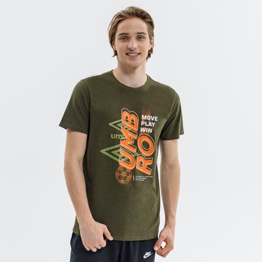 T-shirt męski Umbro zielony młodzieżowy w nadruki 