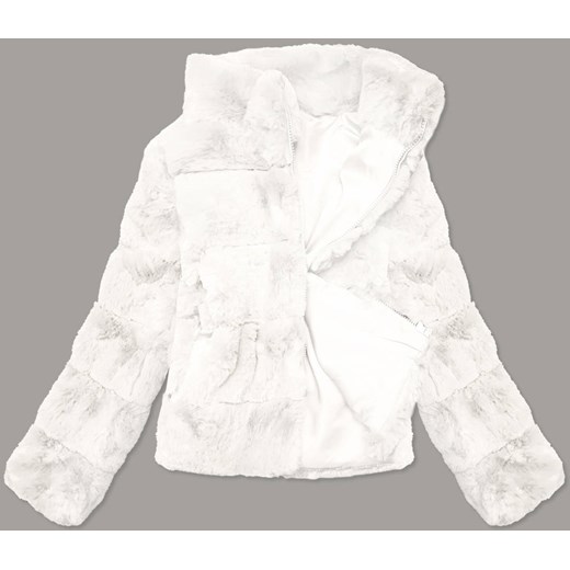 Krótka kurtka damska ze stójką futerko biała (br9749-26) ze sklepu goodlookin.pl w kategorii Futra damskie - zdjęcie 122602104