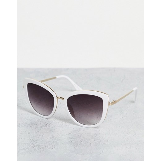 ALDO – Puthiel – Biało-złote okulary przeciwsłoneczne oversize typu kocie oko z metalowymi zausznikami-Biały Aldo No Size Asos Poland