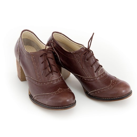 sznurowane półbuty na 6 cm słupku - skóra naturalna - model 251 - kolor brązowy retro Zapato 38 zapato.com.pl