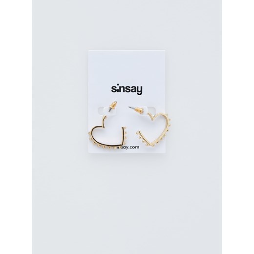Sinsay - Kolczyki serca - Złoty Sinsay Jeden rozmiar okazja Sinsay