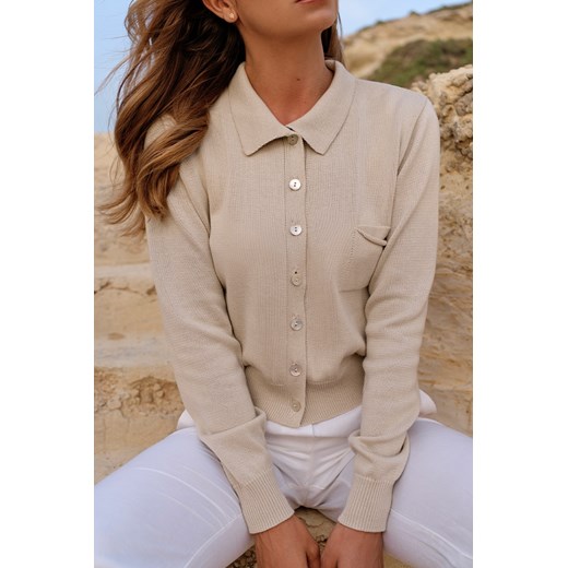 Kardigan krótki Glena Beige One size Clooe one size Clooe