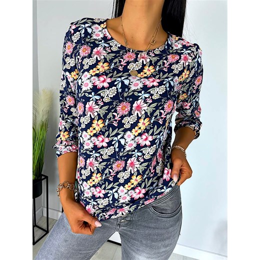 Granatowa Bluzka w Kwiatki 6826-418 Modnakiecka.pl 44 ModnaKiecka.pl