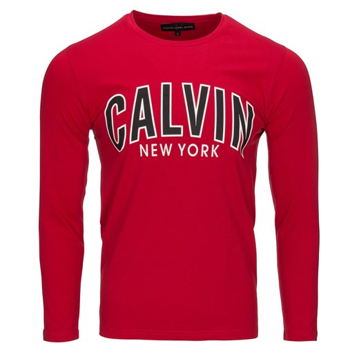 KOSZULKA LONGSLEEVE CALVIN KLEIN JEANS PRINT RED Calvin Klein XXL okazyjna cena zantalo.pl