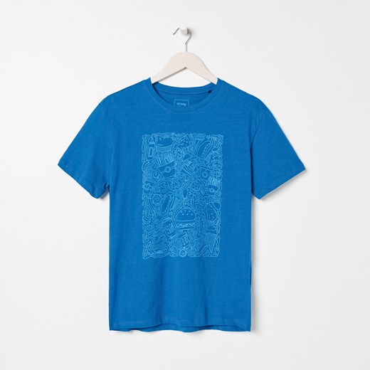 Sinsay - Koszulka z nadrukiem - Niebieski Sinsay XS Sinsay