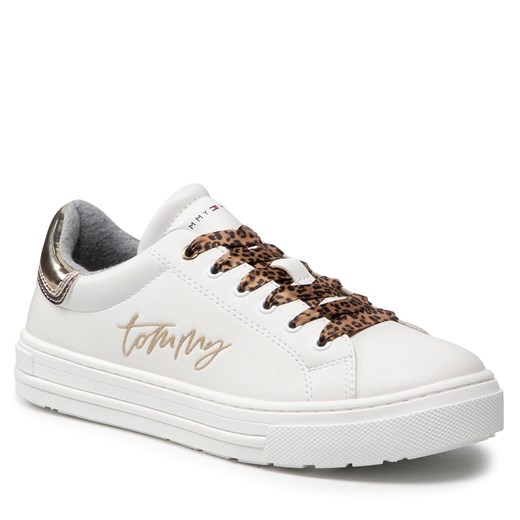Sneakersy TOMMY HILFIGER - Low Cut Lace Up Sneaker T3A4-31164-1242 S White/Platinum X048 Tommy Hilfiger 35 eobuwie.pl